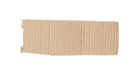 Piece of torn cardboard isolated on white