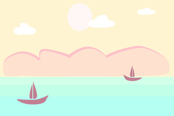 Fototapeta na wymiar sailing boat in sea at sunset