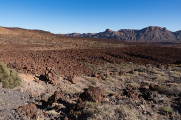 Views of lava field in the caldera of Mount Teide National Park, Tenerife, Canary Islands, Spain