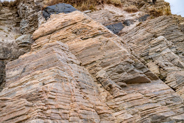 Layers of schist found in the rocks of Maghera beach near Ardara County Donegal in Ireland.