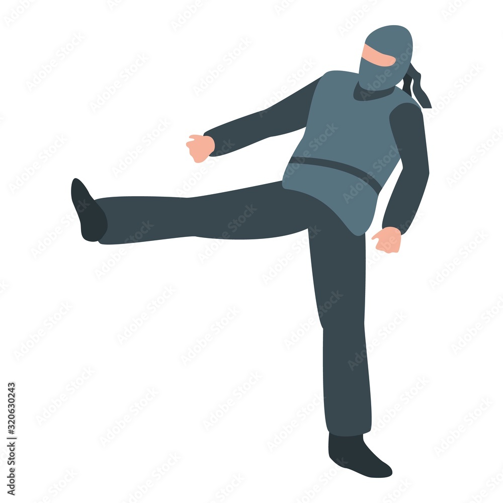 Poster ninja fighter icon. isometric of ninja fighter vector icon for web design isolated on white backgrou