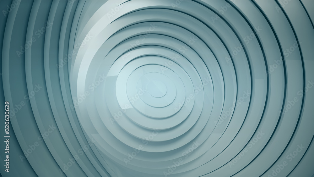 Poster abstract pattern of circles with the effect of displacement and rotation. white clean rings animatio