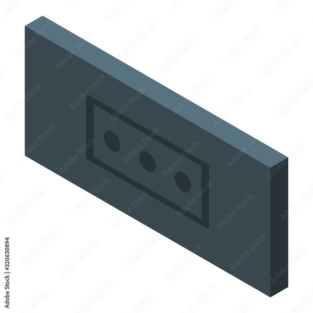 Poster black power socket icon. isometric of black power socket vector icon for web design isolated on whit