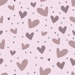 Fototapeta na wymiar Purple hearts on pastel background.Vector seamless pattern.Can be used for textiles,wrapping paper,wedding cards,design elements for cards,invitations,websites and wallpapers.Valentine's Day.