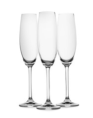 Set of champagne glasses isolated on white