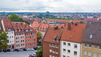 Fototapeta na wymiar Roofs of the city of Nuremberg seen from the Castle, Nuremberg