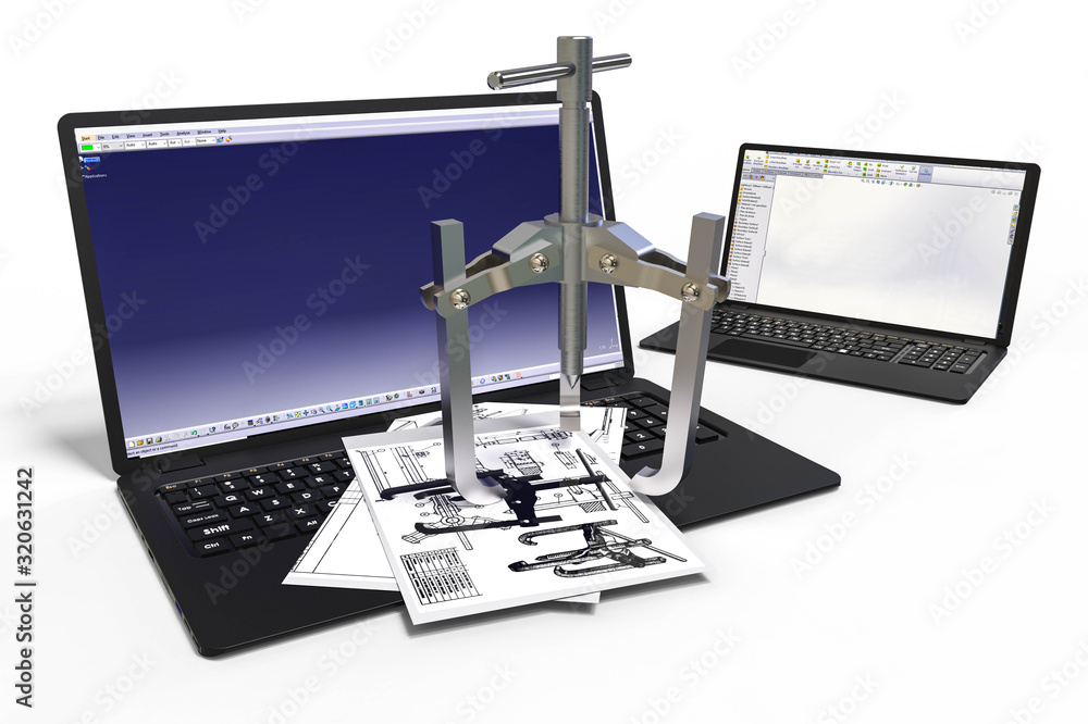 Poster computer aided design with 3d software.