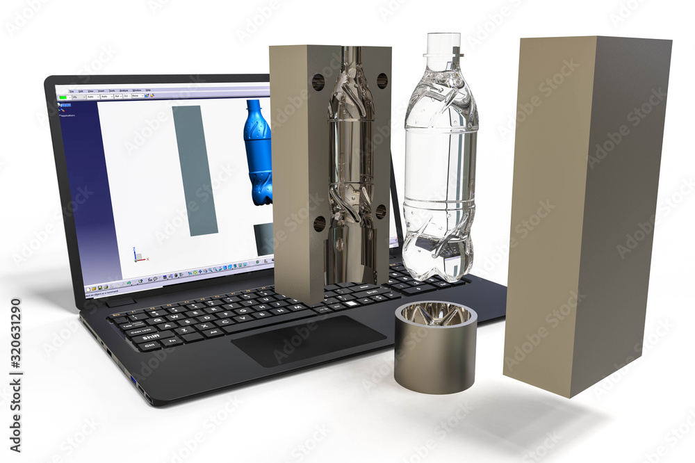 Aufkleber computer aided design in mold design with 3d software.