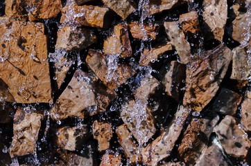 Water flows on stones