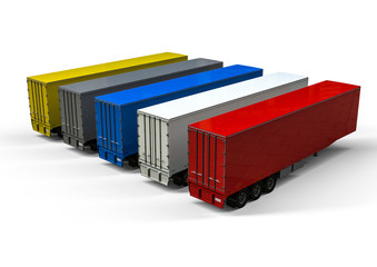 Colored trailers fleet.