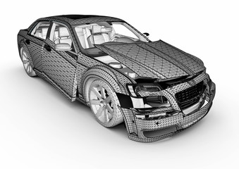 Naklejka premium Broken car with visible damage