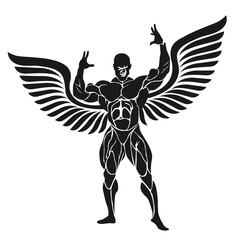Bodybuilder flexing muscles, vector illustration