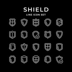 Set line icons of shield