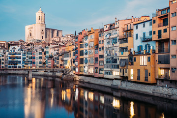 Scenic landscape of houses on promenade in daytime