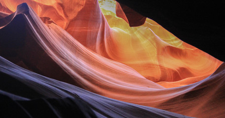 Abstract waves and colorful shape rocks at the Antelope Canyon, Arizona, USA