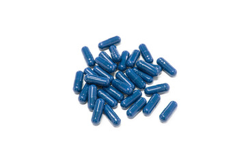 Cápsulas de medicamentos azul isolada 