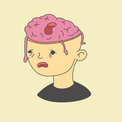 Illustration of Tired and Sleepy Brain