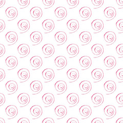 Seamless pattern of watercolor pink spirals. Use for valentines day, weddings, invitations and birthdays