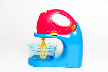 vBlue and red toy Blender on Isolated White Background - Image