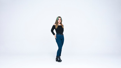 Woman with freckles on body