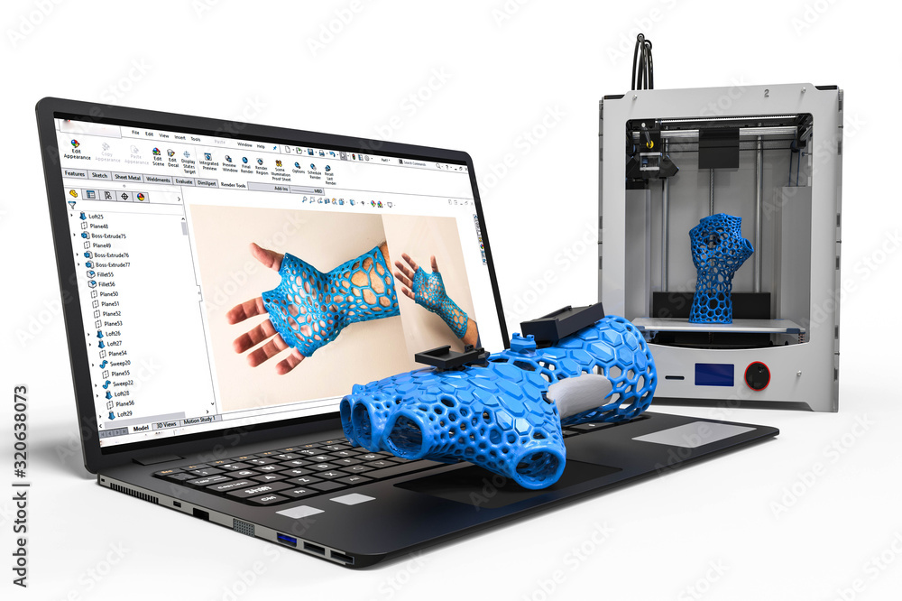 Poster 3d printing process with the help of 3d softwares