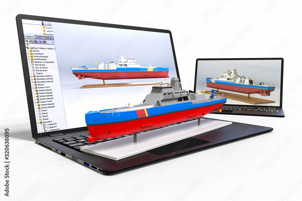 Aufkleber 3d rendering representing a computer aided design. industrial, navigation