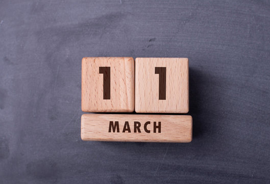 March 11 written with wooden blocks