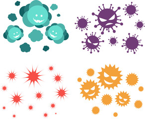イラスト素材　ウイルスセット　菌　花粉  微生物　細胞　病　ベクター