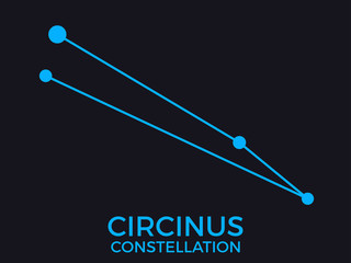 Circinus constellation. Stars in the night sky. Cluster of stars and galaxies. Constellation of blue on a black background. Vector illustration