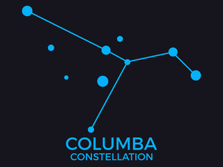 Columba constellation. Stars in the night sky. Cluster of stars and galaxies. Constellation of blue on a black background. Vector illustration