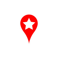 Map pointer pin with star. Favorite Location symbols vector isolated on white background. 