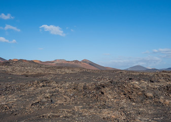 Volcanic landscape of Timanfaya National Park on island Lanzarote