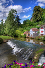 Fototapeta na wymiar Waterfall in the Village of Segur-le-Chateau, France