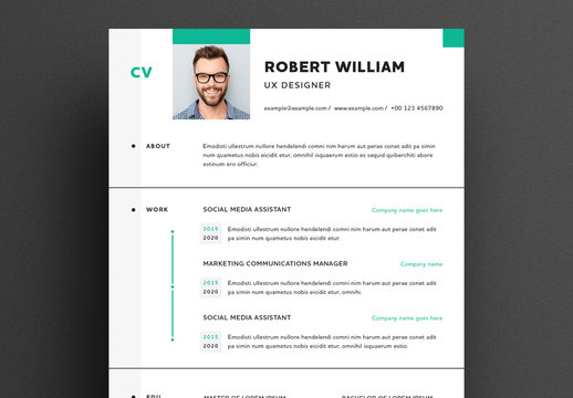 Resume Layout with Green Accents