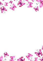 Fototapeta na wymiar pink butterflies card template