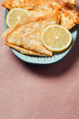 Shrove Tuesday pancakes with lemon