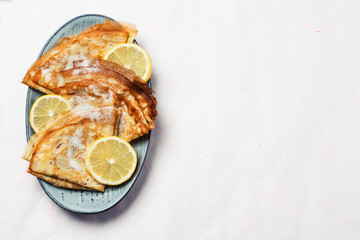 Shrove Tuesday pancakes with lemon