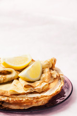 Shrove Tuesday pancakes with lemon