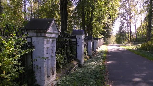 The fence of the old church. City Plyos. A small town in the upper reaches of the Volga River, in Russia. Historical and cultural center of the Ivanovo region. 