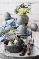 Easter. Hibiscus and Turmeric Decorated Eggs. Easter still life