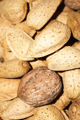 almonds on wooden background