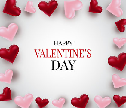 Happy Valentine's day. Love hearts design concept background. Vector illustration.