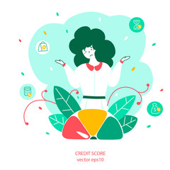 Credit score landing page flat vector template