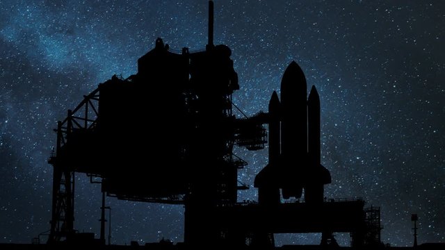 The Space Shuttle: Time Lapse by Night with Stars and Milky Way in Background