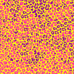 Pink, purple and yellow colors animal print, leopard pattern background. Vector leopard print texture background.