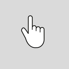 Hand cursor flat icon. Monochrome hand cursor isolated on background. Hand cursor closeup.