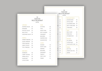 Menu Layout with Dark Yellow Border and Accents