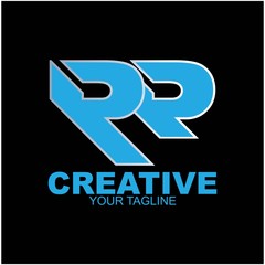 Initial letter RR vector logo design, isolated on black background creative , vector illustration