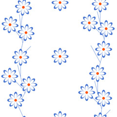 Floral ornament on a white background for bedding and textiles. Camomile seamless vector pattern.