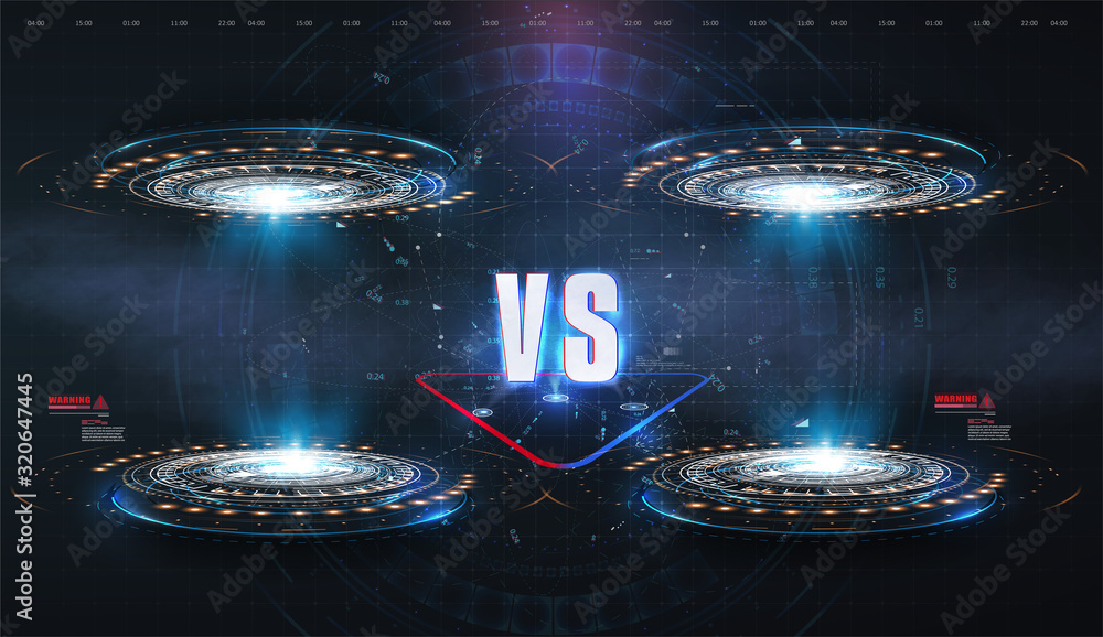 Aufkleber vs, versus futuristic design. battle headline template. futuristic abstract technology background. h